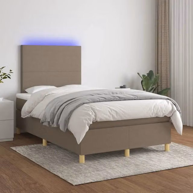 Letto Ibrido con Materasso e Illuminazione LED vidaXL in Tessuto Beige e Bianco L: 120 cm, P: 200 cm