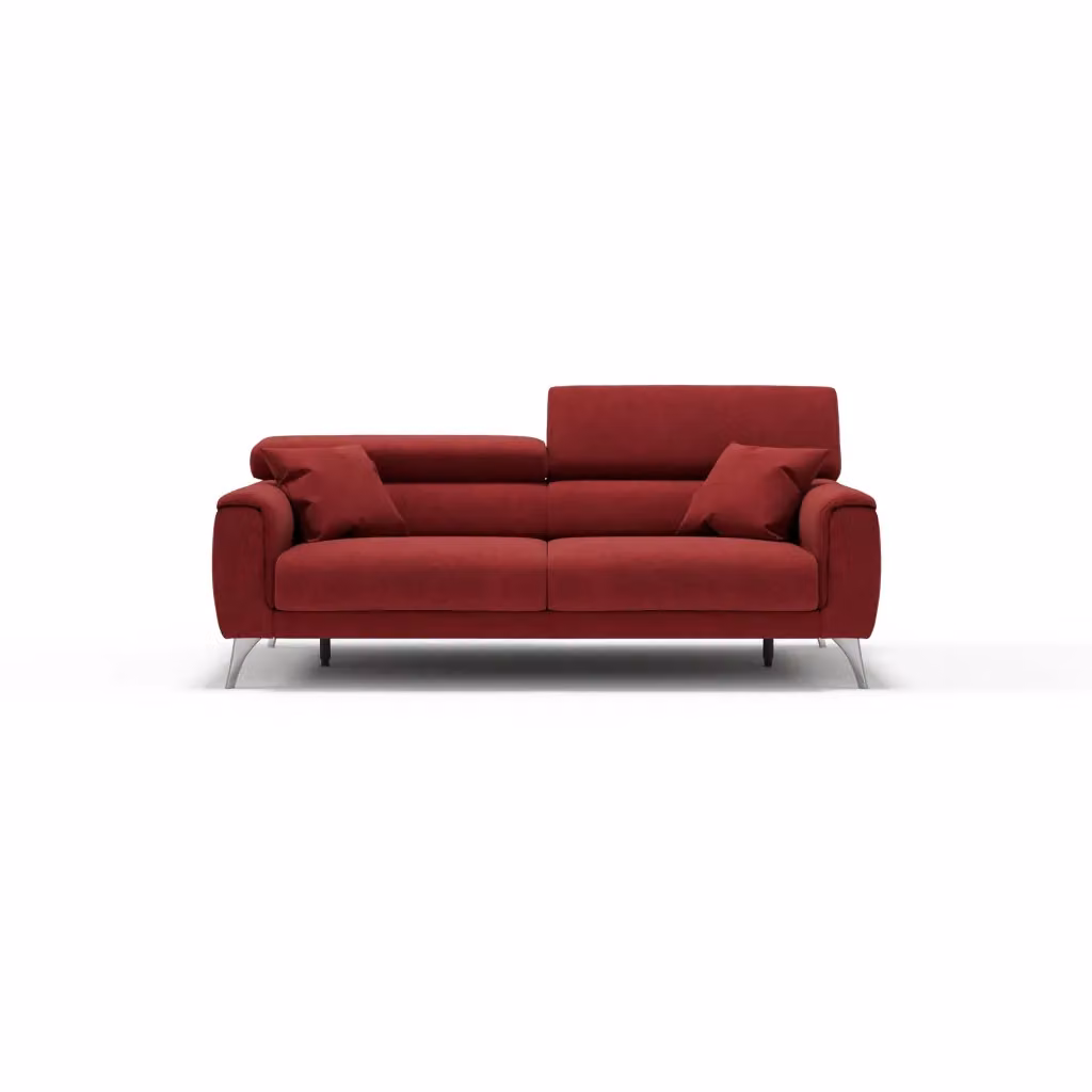 Divano Caravaggio Divani.Store con sedute allungabili e poggiatesta reclinabili in tessuto rosso L: 199 cm – 2