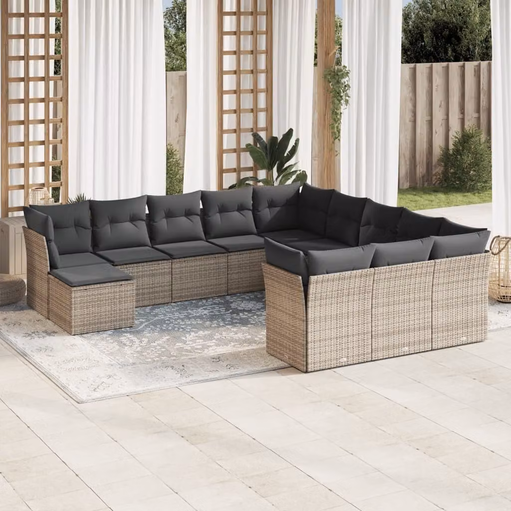 Maison Exclusive - Set Divani da Giardino 12 pz con Cuscini Grigio in Polyrattan