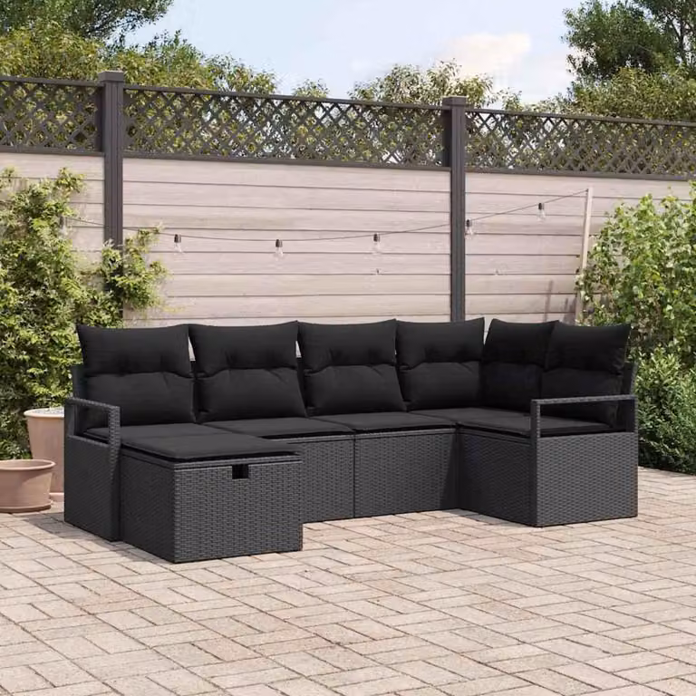 Maison Exclusive - Set da giardino composto da 6 pezzi, divano in rattan sintetico nero