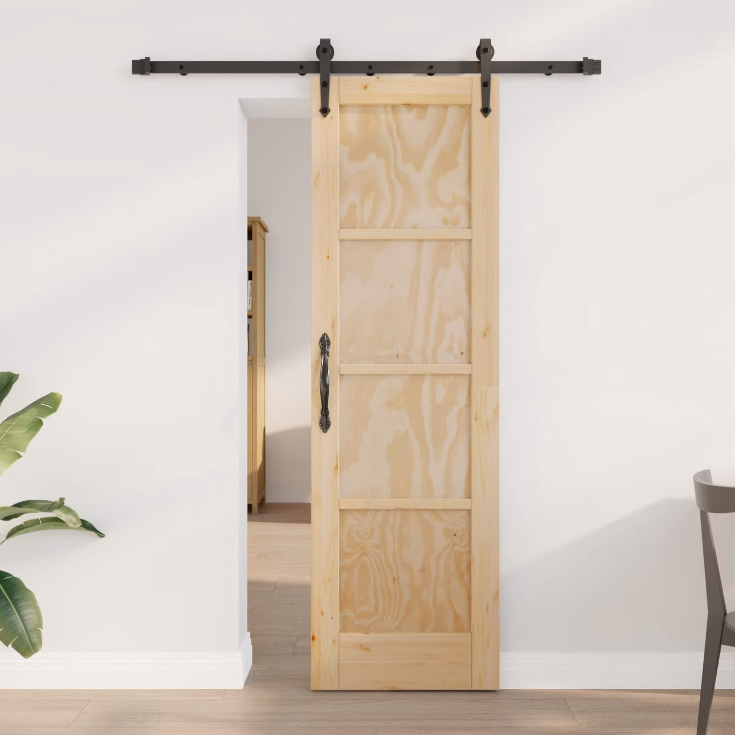 Porta scorrevole moderna vidaXL ORKDAL in legno massello di pino, colore marrone e beige, L: 152,5 cm, H: 198,5 cm