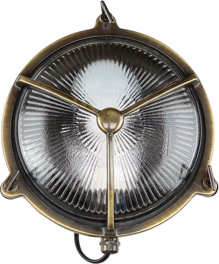 Luce esterna parete cortile casa IP64 E27 vetro solido ottone lampada da parete marittima fuori