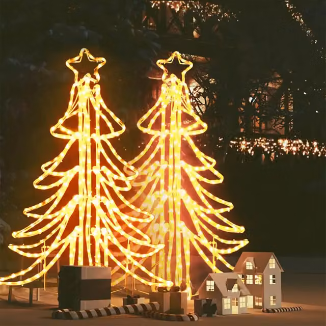 Figura Albero Natale Pieghevole LED 2pz Bianco Caldo 87x87x93cm 3154297