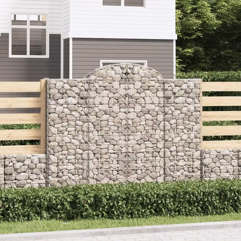 Set di 2 Cesti Gabbioni ad Arco vidaXL in Acciaio Zincato Grigio L: 200 cm, P: 30 cm, H: 160/180 cm