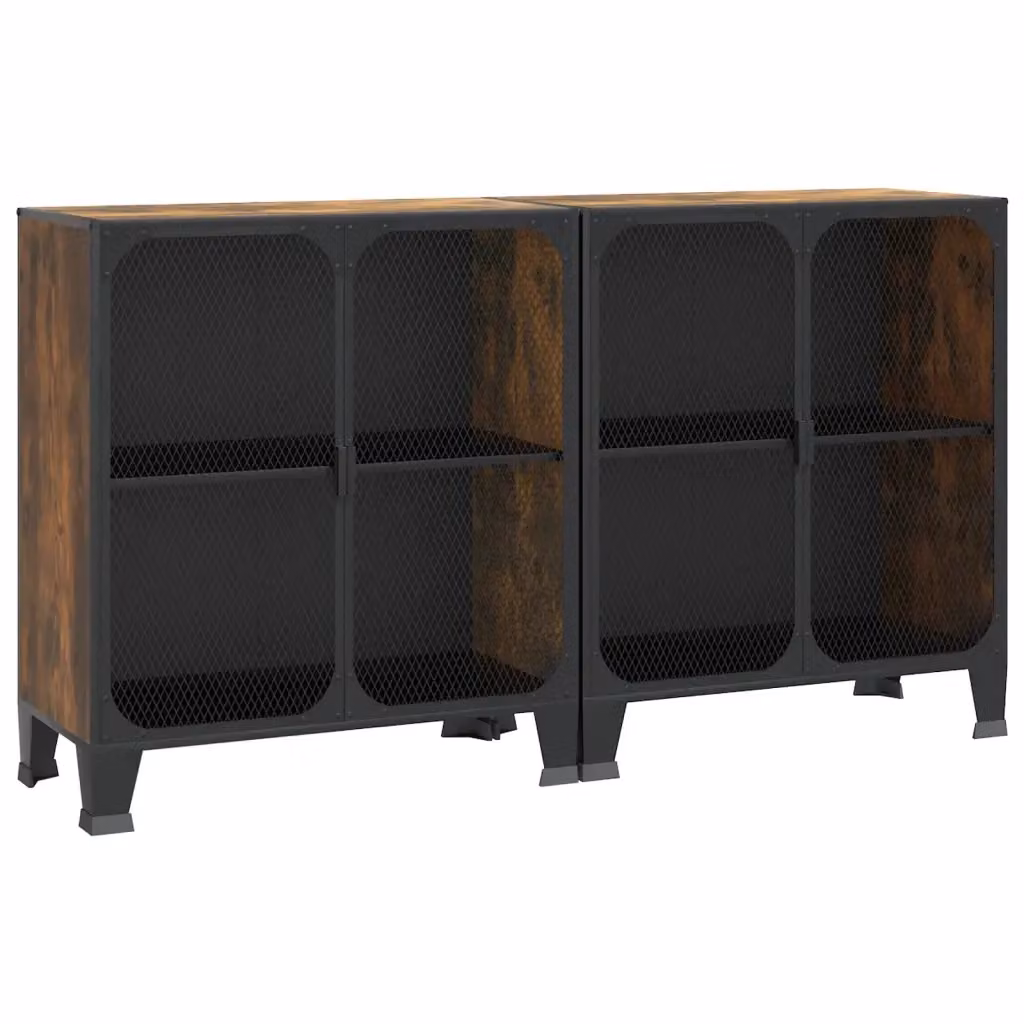 Set di 2 armadietti a muro vidaXL in stile industriale marrone con ante a battente in metallo e MDF, L: 72 cm, P: 36 cm, H: 82 cm – 2