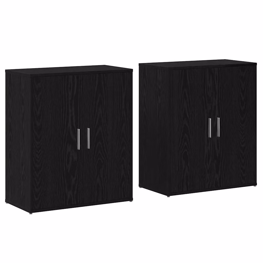 Set di 2 Credenze vidaXL in Legno Multistrato, Colore Nero, L 60 cm x P 31 cm x H 70 cm – 2