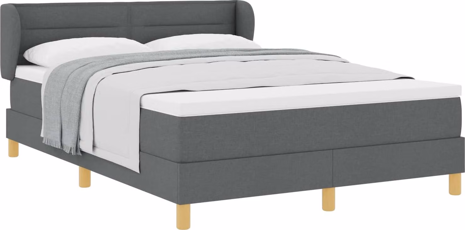 Letto a molle con materasso Grigio scuro 160 x 200 cm Tessuto