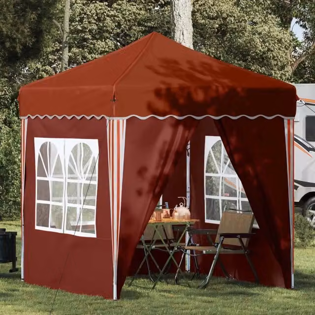 Gazebo pop-up per feste color terracotta con struttura in metallo L/P/H: 195 x 195 x 245 cm – 1