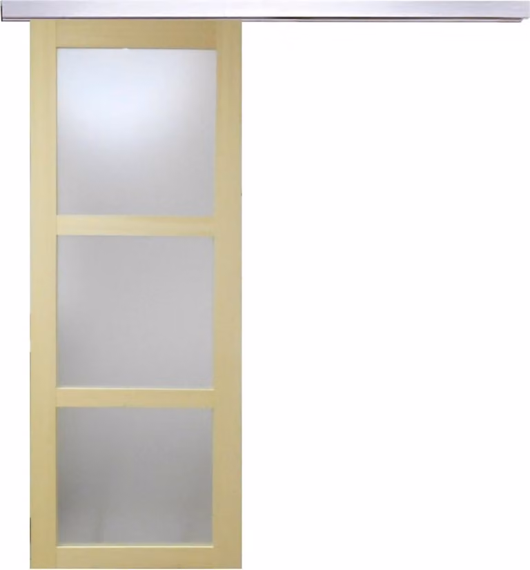 Porta scorrevole in legno Ayous con vetro H204 x L93 cm, binario in alluminio Gd Menuserie