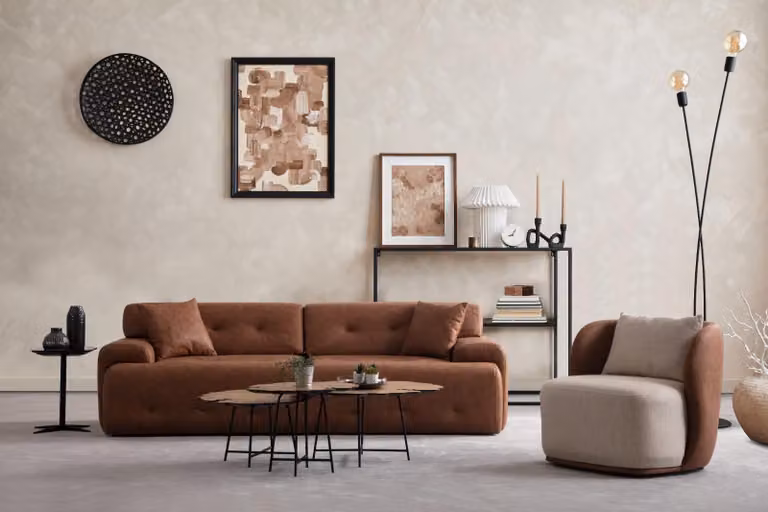 Braun Wohnzimmer Set Exklusive Sofagarnitur 3+1 Sitzer Neuheit 2tlg.