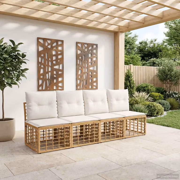 Set di divani da giardino vidaXL in polyrattan con cuscini inclusi, colore beige, marrone o bianco