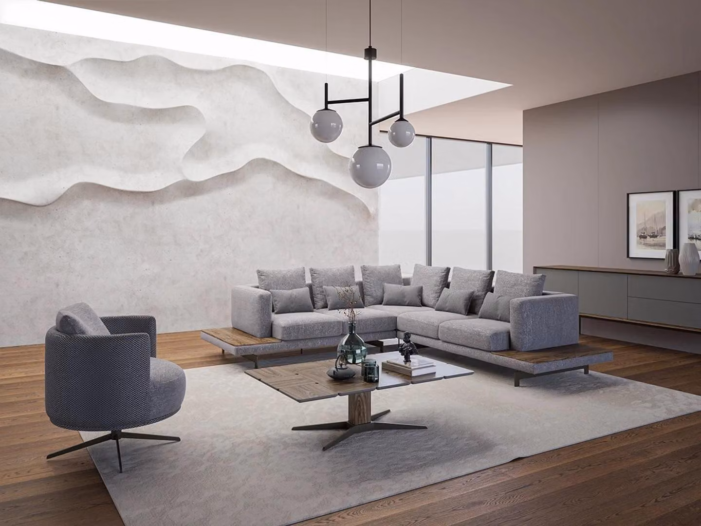 Wohnzimmer Garnitur 2tlg Textil Sofa Couch L-Form Couchtisch Luxus Möbel