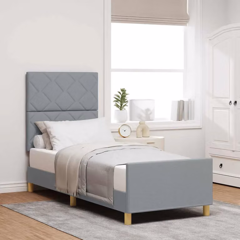 Struttura del letto moderna vidaXL in tessuto grigio con legno e MDF, L 80 x P 200 cm
