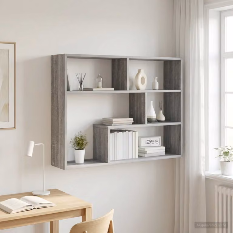 Scaffale da parete moderno vidaXL in finitura Sonoma grigio, L 95 cm x P 20 cm x H 69,5 cm