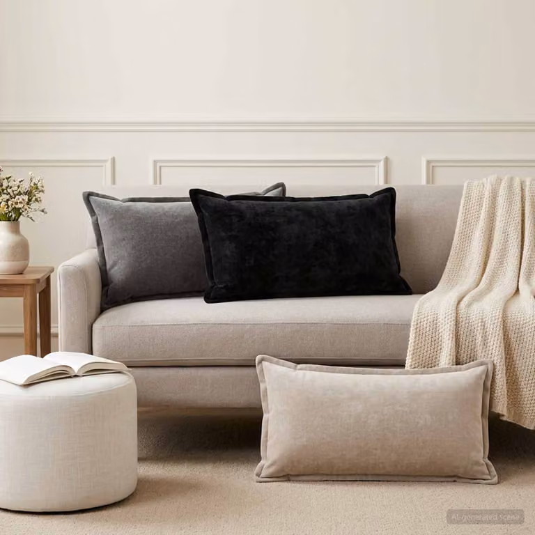 Set di 6 federe vidaXL HOUTEN in tessuto chenille, Grigio Scuro, 40 x 80 cm