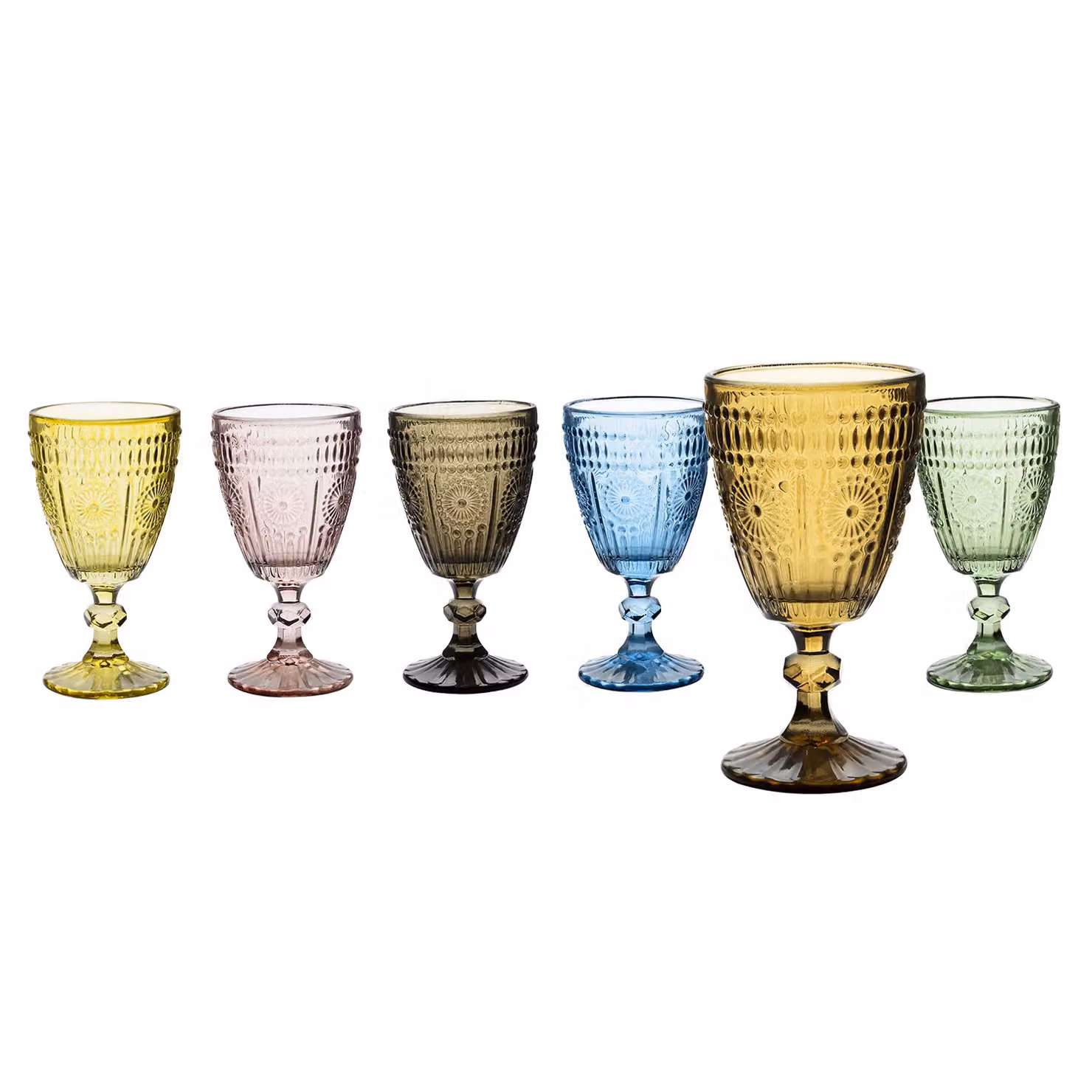 Set di 6 calici da vino Cesareo in vetro multicolore Gusto Casa, capacità 300 ml – 1