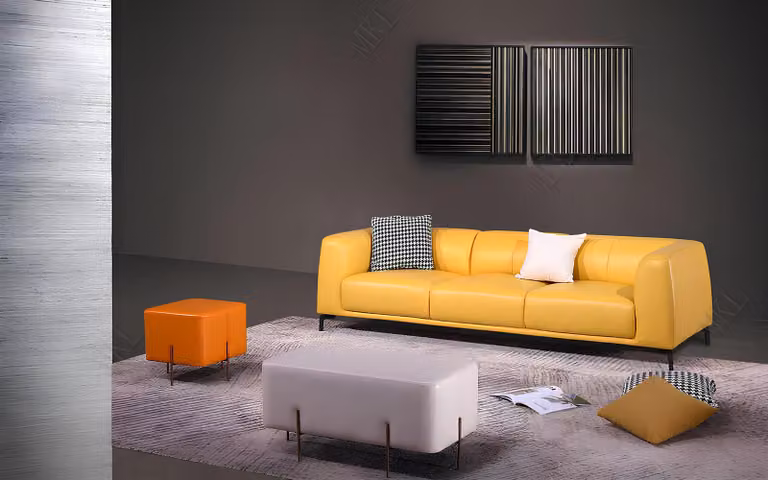 Dreisitzer Couch Polster Design Sofa Moderne 3er Sitz Sofas Zimmer Möbel Gelb