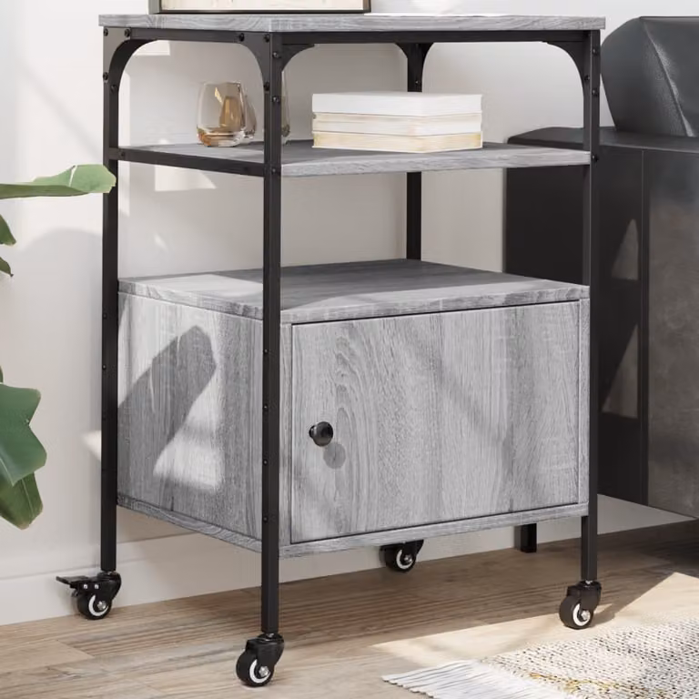 vidaXL Supporto Stampante a 3 Piani in Grigio, L 50 cm x P 40 cm x H 76 cm