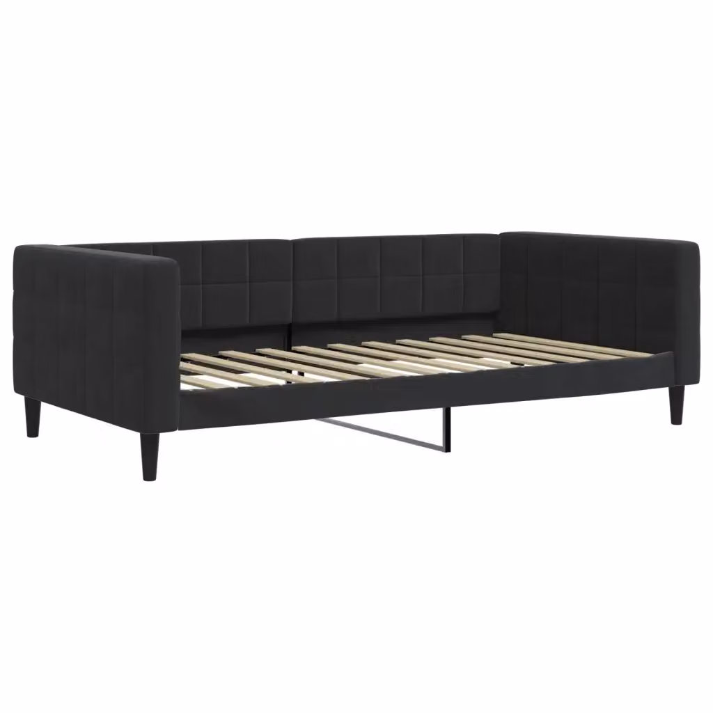 Letto da giorno moderno vidaXL in velluto nero con struttura in metallo e legno L: 200 cm, P: 110 cm, H: 68 cm – 2