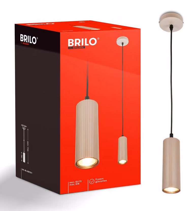 Briloner Lampada a sospensione LED regolabile in altezza Ø10x120 cm attacco GU10 max. 9W beige - Sala da pranzo tavolo soggiorno
