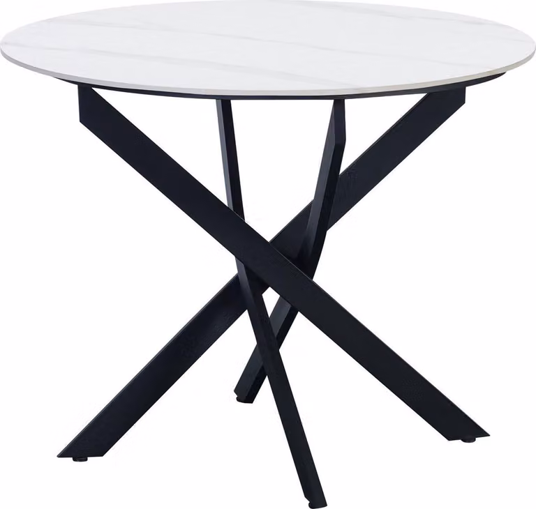 Tavolo da pranzo Bolt Edge - Rotondo - Aspetto marmo - Bianco - 4 persone - Per interni ed esterni
