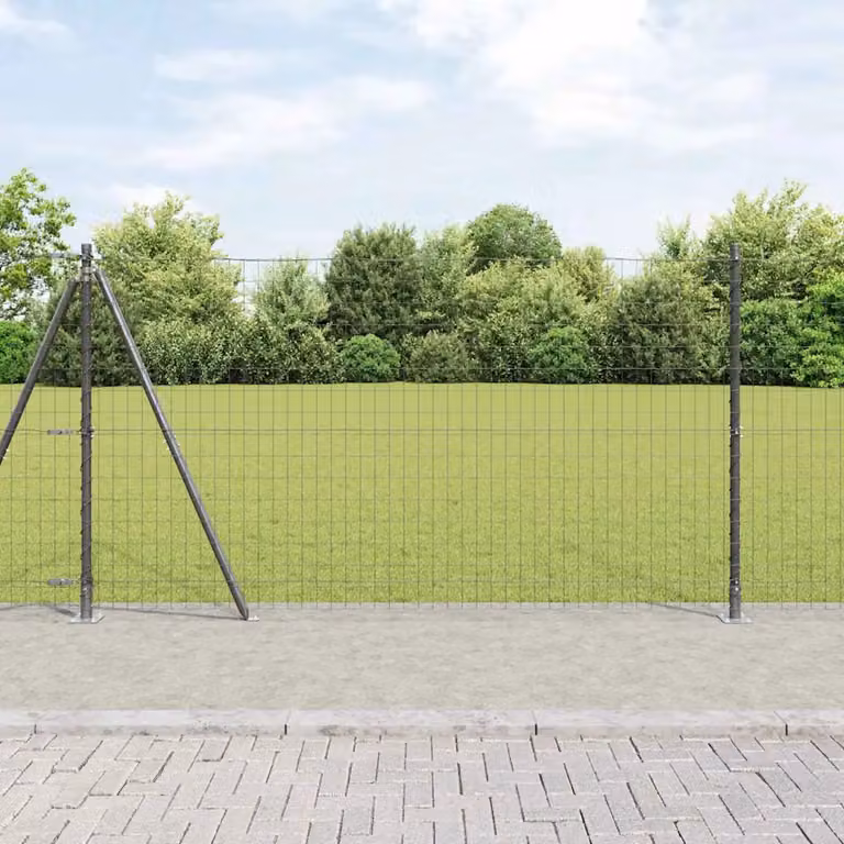 Recinzione Euro vidaXL in acciaio e PVC rivestito grigio, L: 25 m, H: 1,2 m