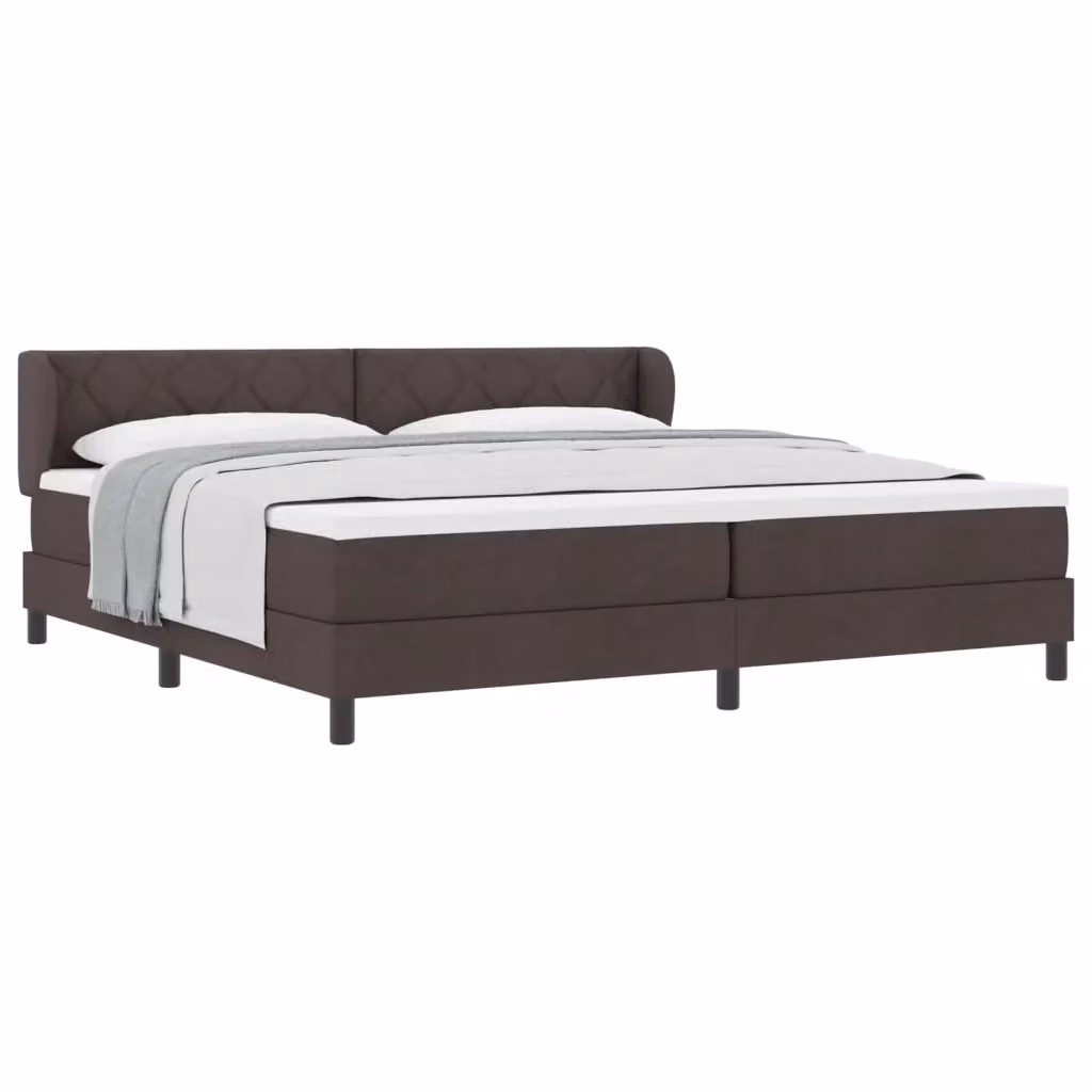 Letto a molle con testiera vidaXL in tessuto marrone, L/P/H: 200 x 200 x 28 cm – 2