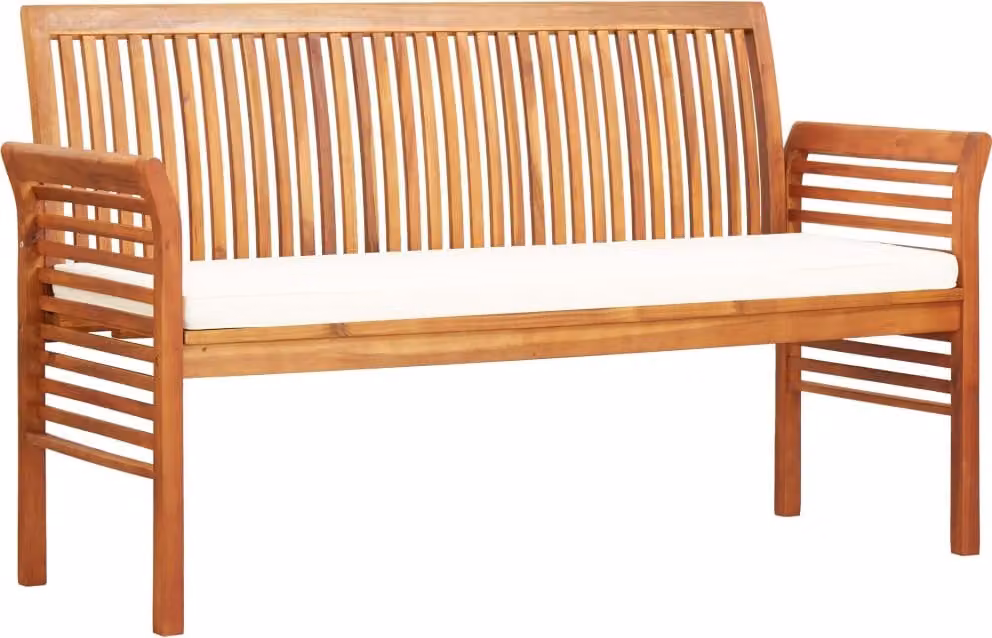 panca da giardino a 3 posti con cuscini 150 cm in legno massiccio di acacia