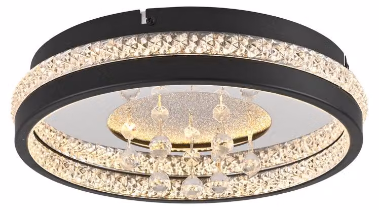 JUST LIGHT Lampada da soffitto a LED con bordo in cristallo, effetto luminoso grazie al bordo in cristallo. Ideale per soggiorno, camera da letto, cucina, corridoio, sala da pranzo, ufficio