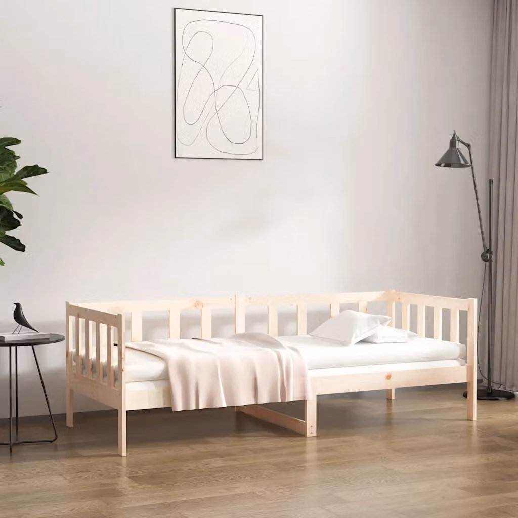 vidaXL Dormeuse in legno massello di pino con rete a doghe fisse, L 200 x L 80 x H 66 cm