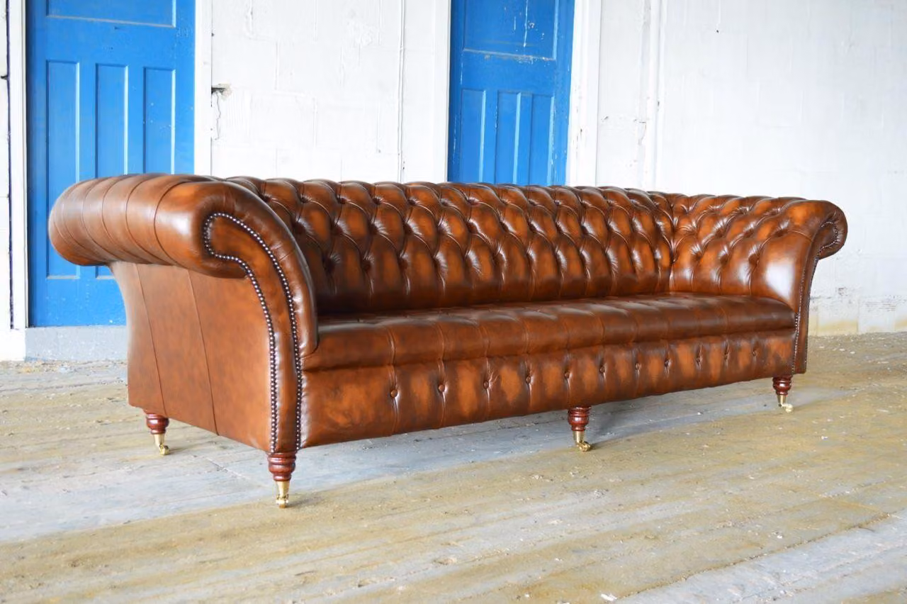 Chesterfield Design Luxus Polster Sofa Couch Sitz Garnitur Leder y1