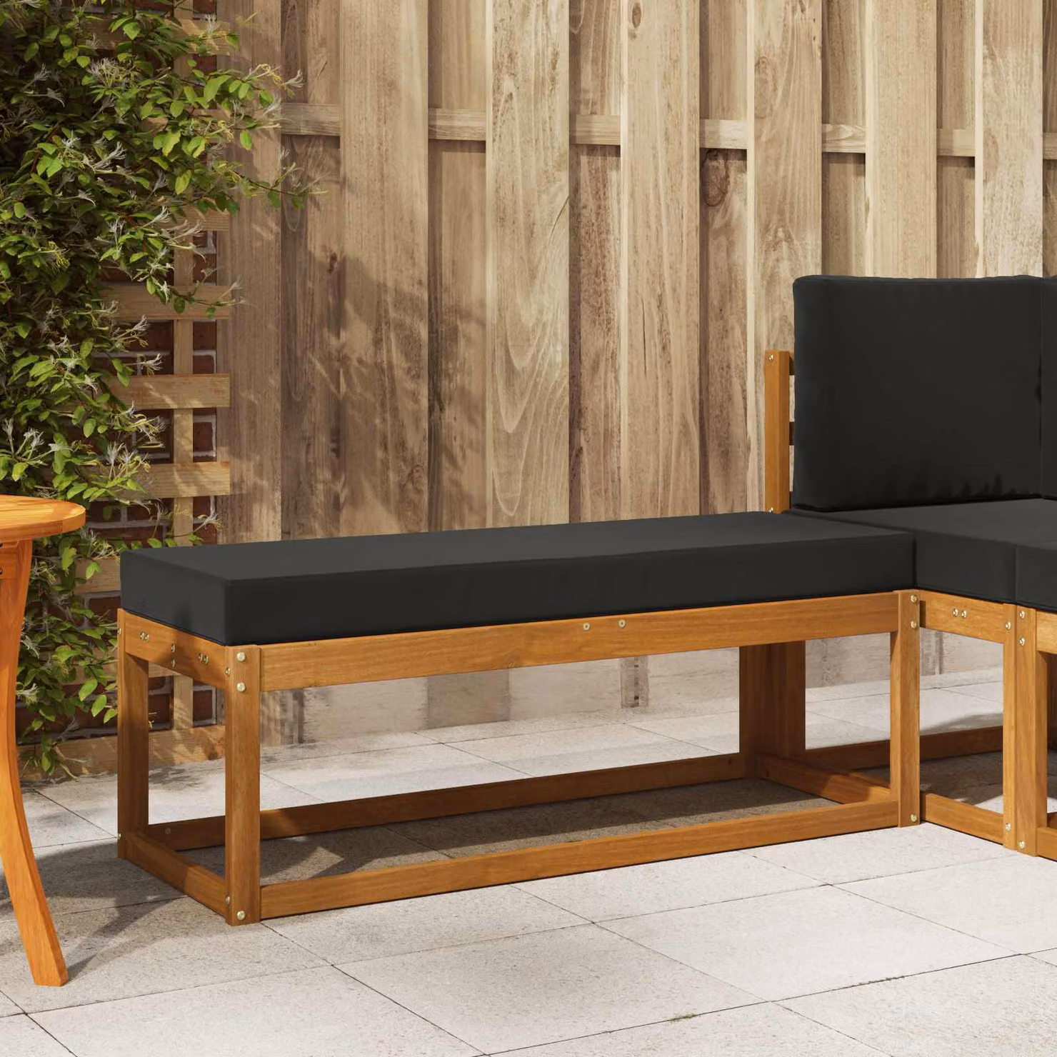 Sgabello da esterno moderno vidaXL in legno di acacia con cuscini inclusi, marrone o nero