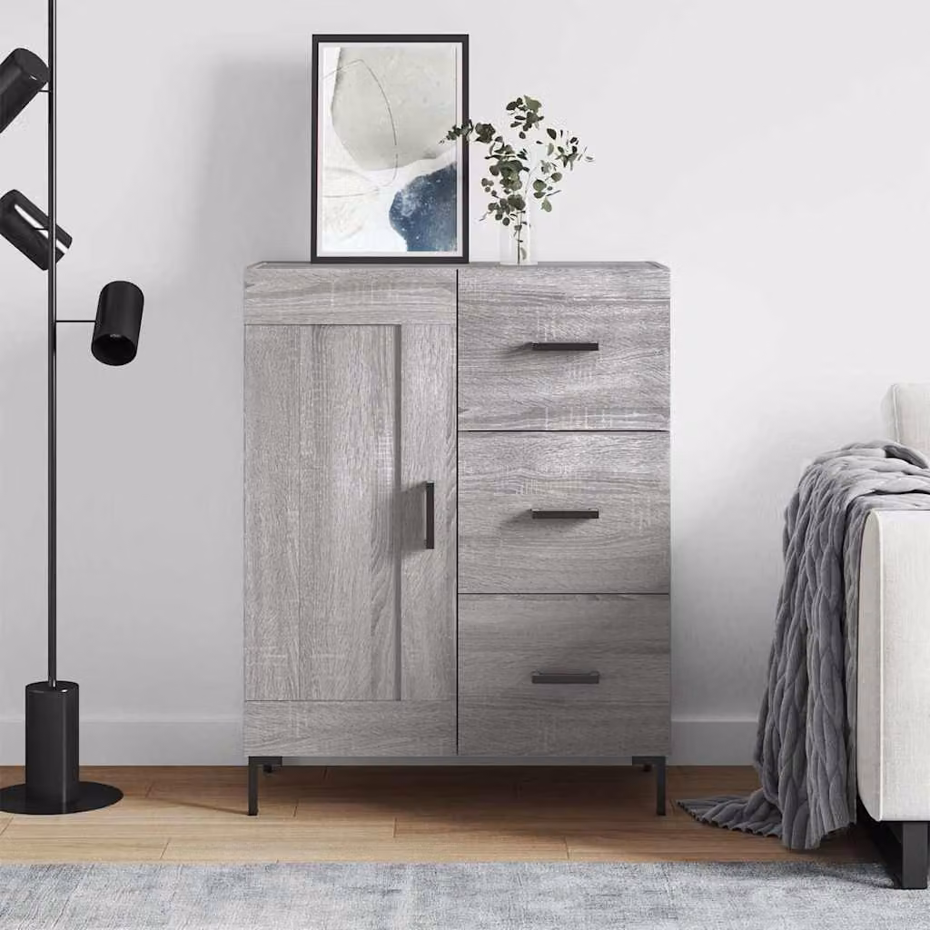 Credenza vidaXL in Legno Multistrato Grigio Sonoma L: 69,5 cm, P: 34 cm, H: 90 cm