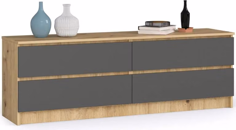 Cassettiera bassa SAVRILA - rovere artisan / grigio
