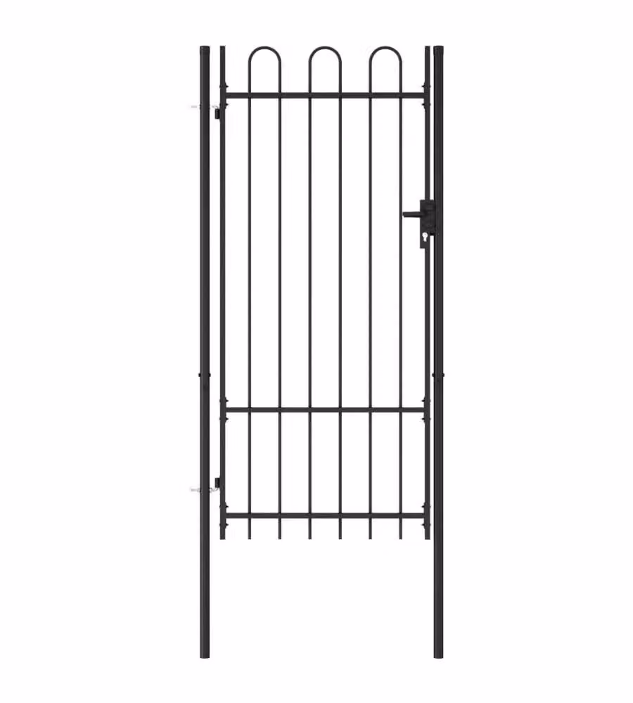 vidaXL Cancello a Singola Anta a Battente in Acciaio Nero e Grigio L: 100 cm, H: 200 cm – 2