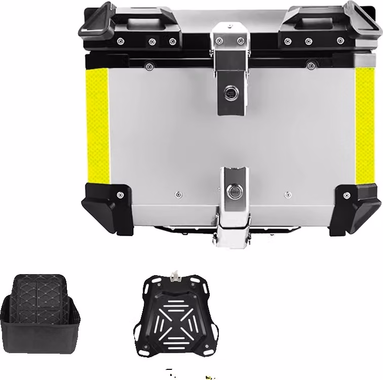 Portapacchi posteriore per moto, in alluminio impermeabile, disponibili nelle versioni da 45L, 55L e 65L, modello da 45L color argento