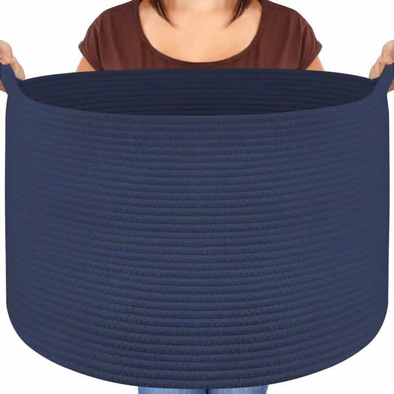 Borsa portaoggetti in cotone di grandi dimensioni, grigia, capacità 68 litri