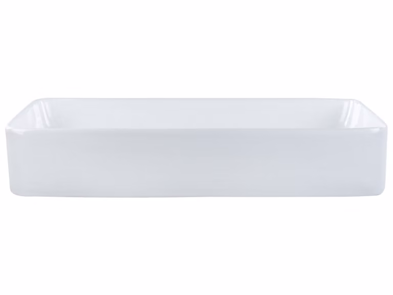 BELIANI Lavabo da appoggio in Vetroceramica bianca 61 x 35 cm superficie lucida forma rettangolare bagno stile moderno