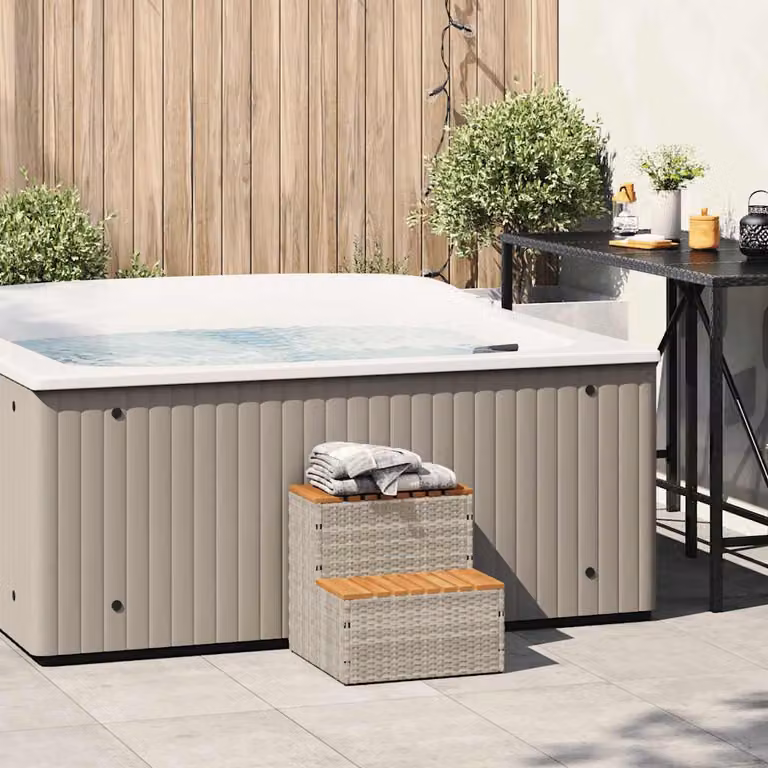 vidaXL Bordo per Vasca Idromassaggio Polyrattan&Massello Acacia