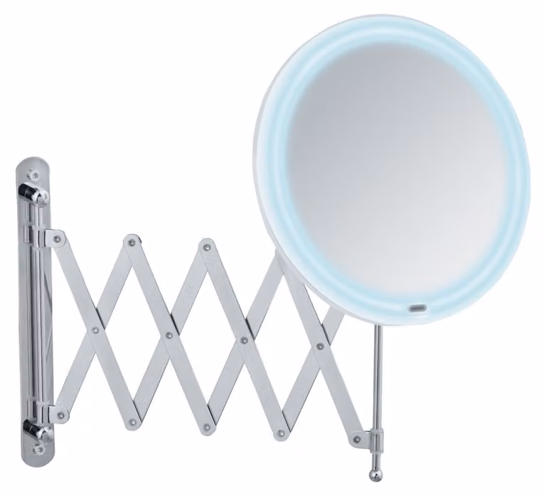 WENKO specchio cosmetico telescopico da parete specchio per il trucco con illuminazione a LED bagno