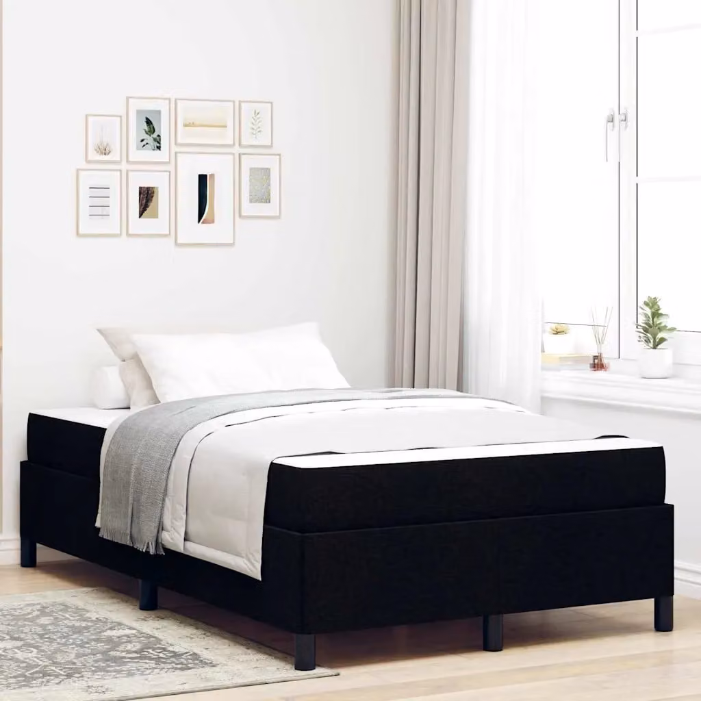 Letto a molle vidaXL moderno in tessuto nero L 120 x P 200 cm – 1