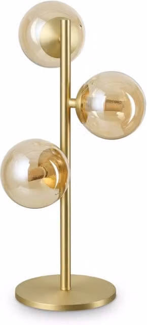 Lampada da tavolo Ideal Lux Perlage in metallo e vetro, colori nero e oro/ottone, con 3 luci G9 15W