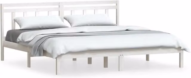 Letto matrimoniale | Letto per adulti | Giroletto Bianco 180x200 cm Super King in Legno Massello