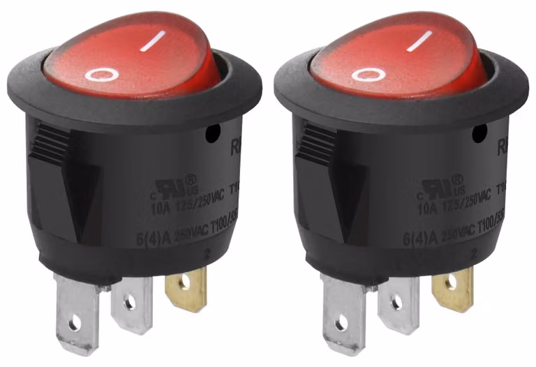 Interruttore a levetta SPST, 3 poli, 10A, 250V AC, rosso, con illuminazione, confezione da 2