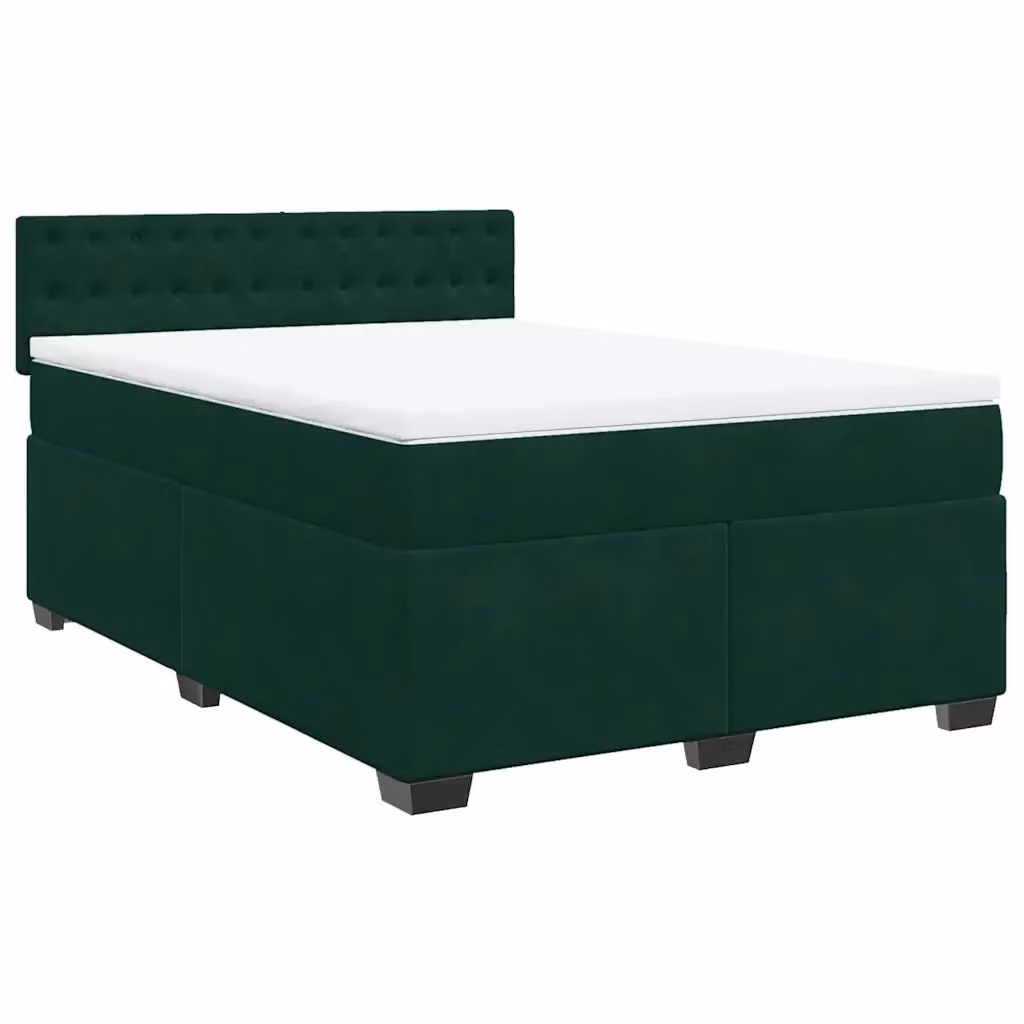 Letto con Giroletto a Molle e Materasso Ibrido vidaXL in Velluto Verde Scuro L/P/H: 140 x 200 cm – 2