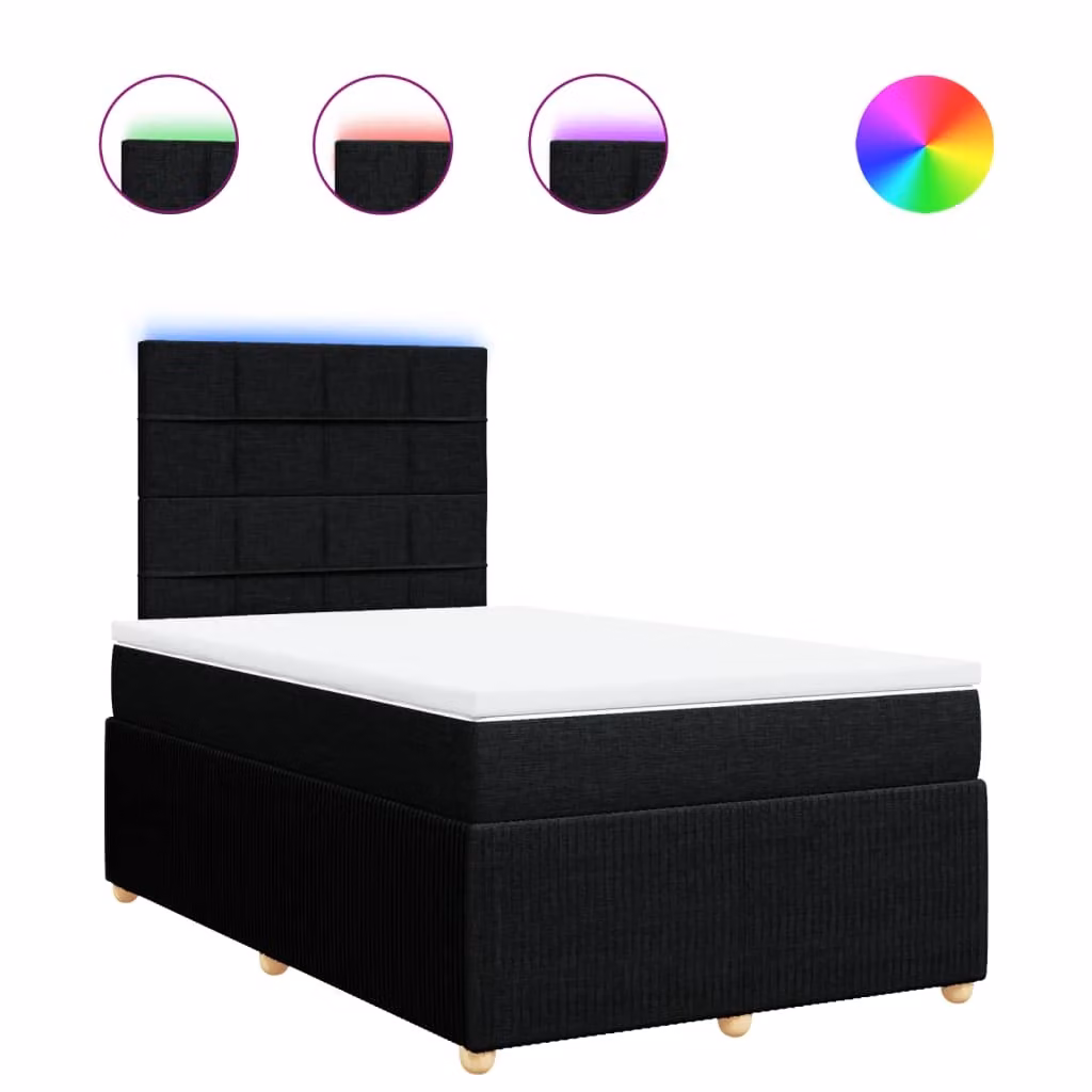 Giroletto a Molle con Materasso Nero 120x190 cm in Tessuto