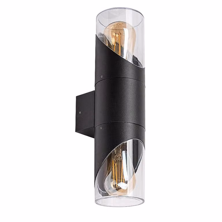 Rabalux 7237 Applique da esterno Novigrad, E27, alluminio, nero, rotondo, moderno, IP54, ø85mm