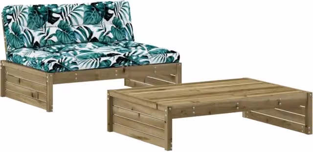 Set Divani da Giardino 2pz | Set Salotto da Giardino con Cuscini Legno Impregnato di Pino