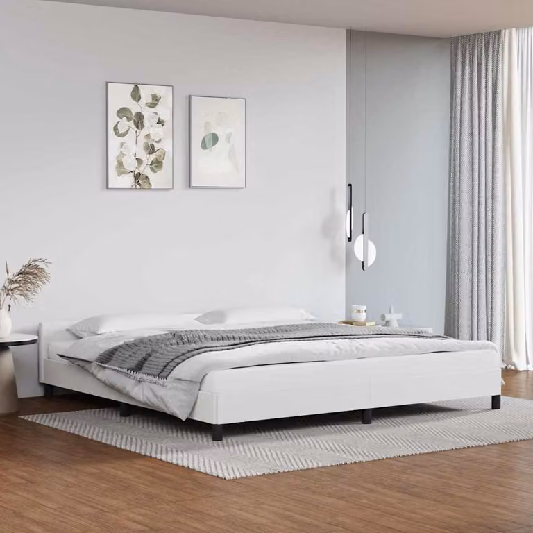vidaXL Giroletto con Testiera Imbottita Bianco L/P/H: 200 x 200 x 140 cm