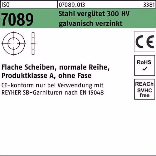 Dischi Reyher ISO7089 CE10 (10,5x20x2) HV vz 070890130100000 (100 pezzi)